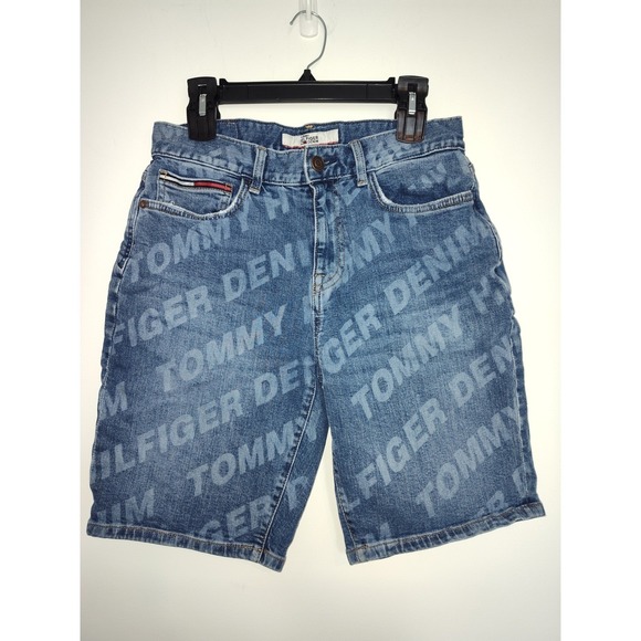 Tommy Hilfiger Denim Other - Tommy Hilfiger Denim Mens Blue All Over Logo Print Jean‎ Shorts Size 29